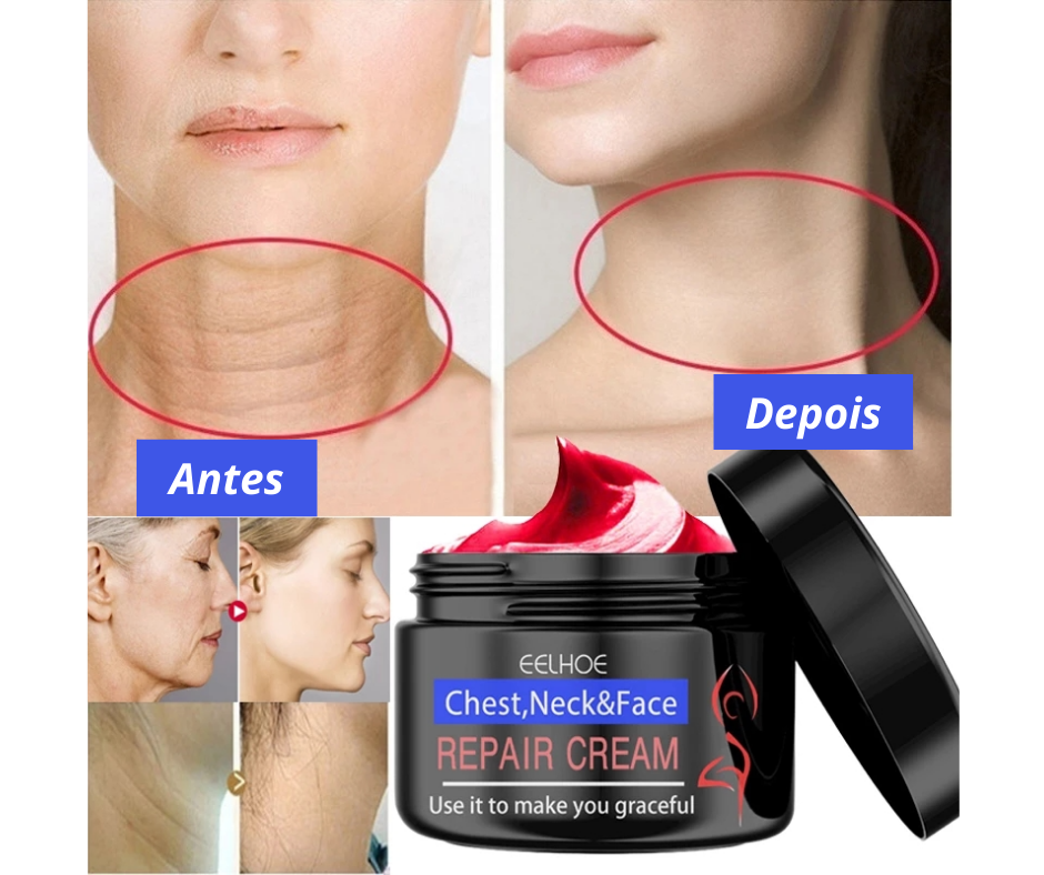 Creme Facial Removedor de Rugas, Firmador do Pescoço e Clareador de Linhas Fina