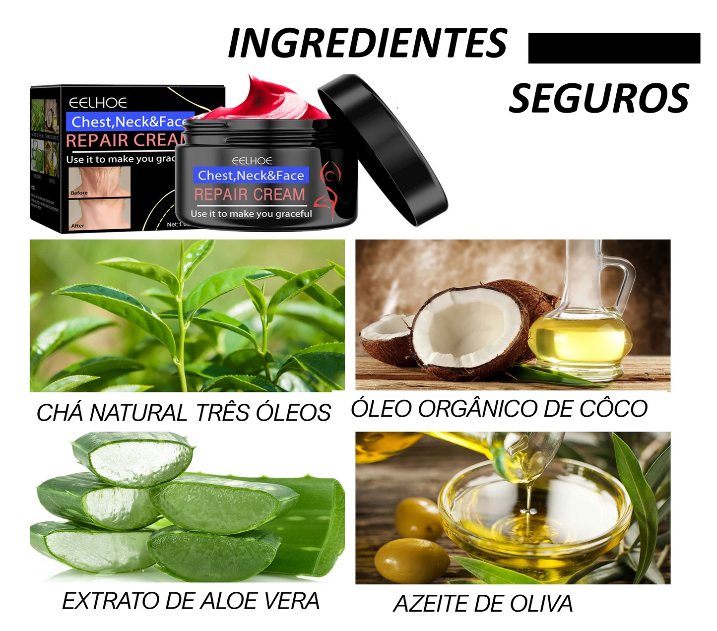 Creme Facial Removedor de Rugas, Firmador do Pescoço e Clareador de Linhas Fina