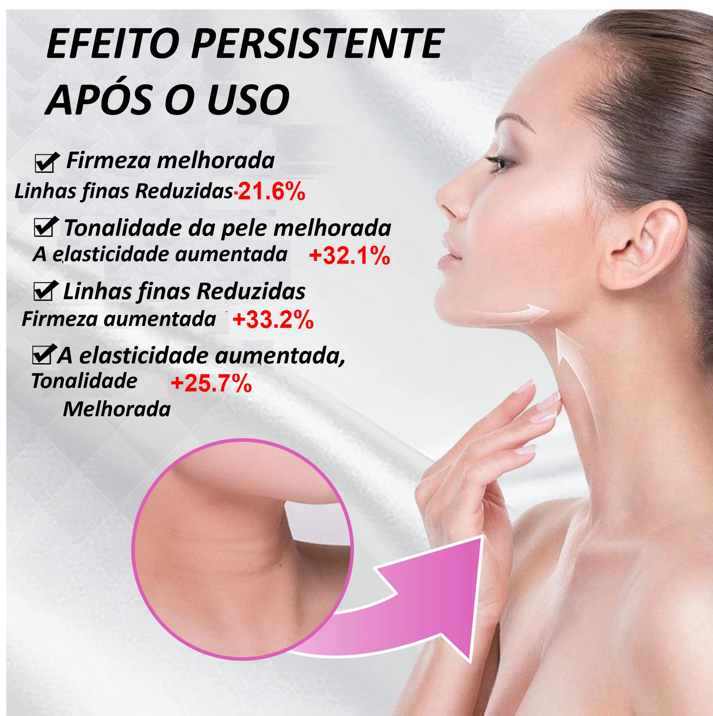 Creme Facial Removedor de Rugas, Firmador do Pescoço e Clareador de Linhas Fina