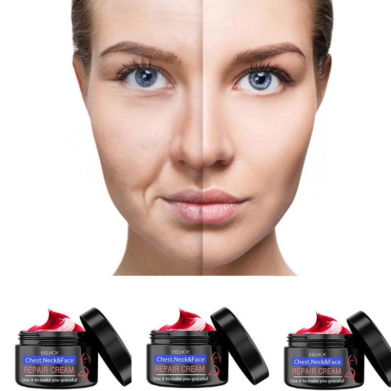 Creme Facial Removedor de Rugas, Firmador do Pescoço e Clareador de Linhas Fina